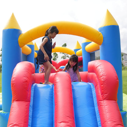 24' Inflatable Obstacle Course Bounce House Inflatable Slide for Kids Adults/with 1100w Blower/ 100% PVC Commercial Bounce House with Slide