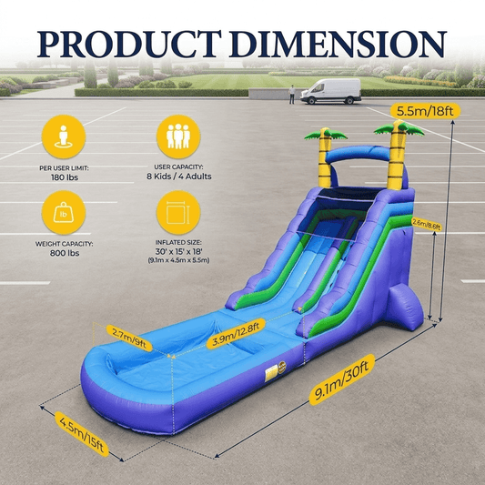 30ft Commercial Palm Water Slide Modular Bouncinlife