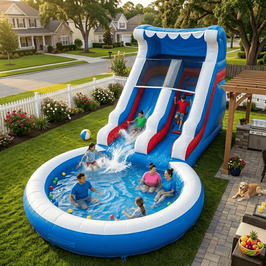 24ft Commercial PVC Wavy Inflatable Water Slide with Blower Bouncinlife