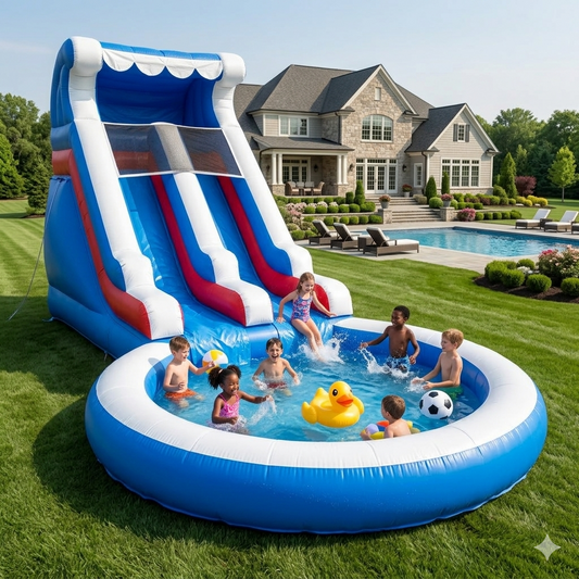 24ft Commercial PVC Wavy Inflatable Water Slide with Blower Bouncinlife