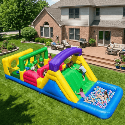 22ft Inflatable Play House Obstacle Course with Blower for Kids Bouncinlife