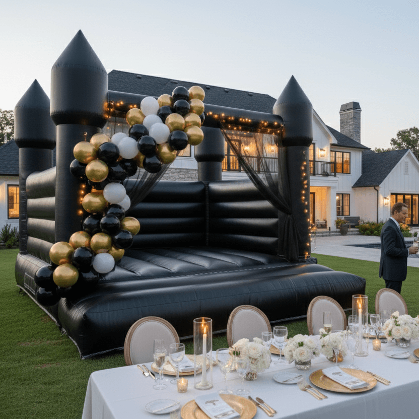 Black Bounce House 13.5FT PVC Commercial Grade Jumping Castle with Blower Bouncinlife