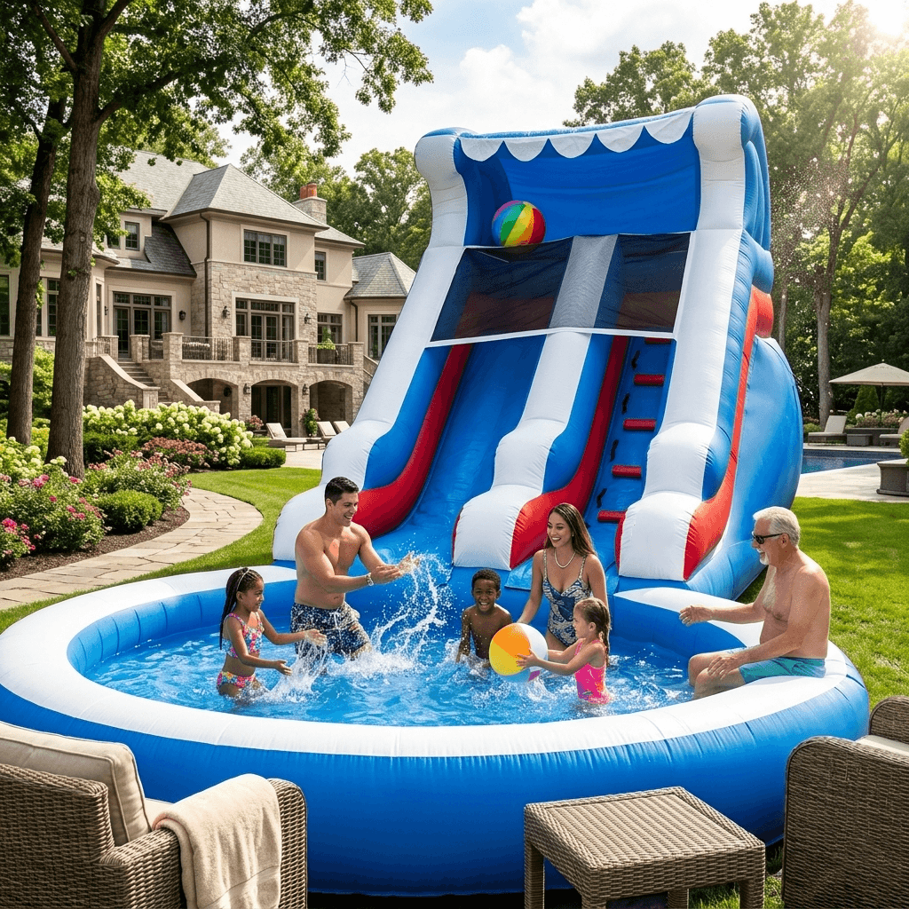 24ft Commercial PVC Wavy Inflatable Water Slide with Blower Bouncinlife