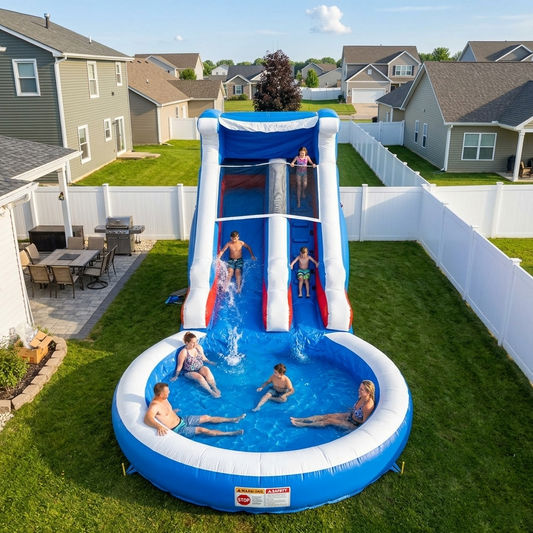 24ft Commercial PVC Wavy Inflatable Water Slide with Blower Bouncinlife