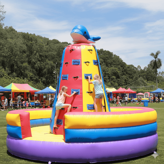12ft Tower Inflatable Climbing Wall for Kids with Blower - Fall Protection & Safety Rope Bouncinlife
