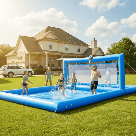 33FT Inflatable Water Volleyball Court Beach Games for Kids Bouncinlife