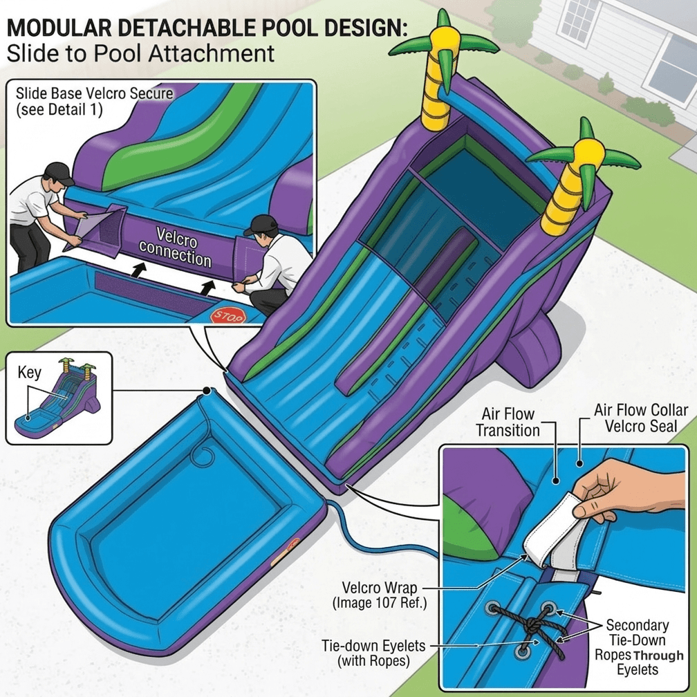 30ft Commercial Palm Water Slide Modular Bouncinlife
