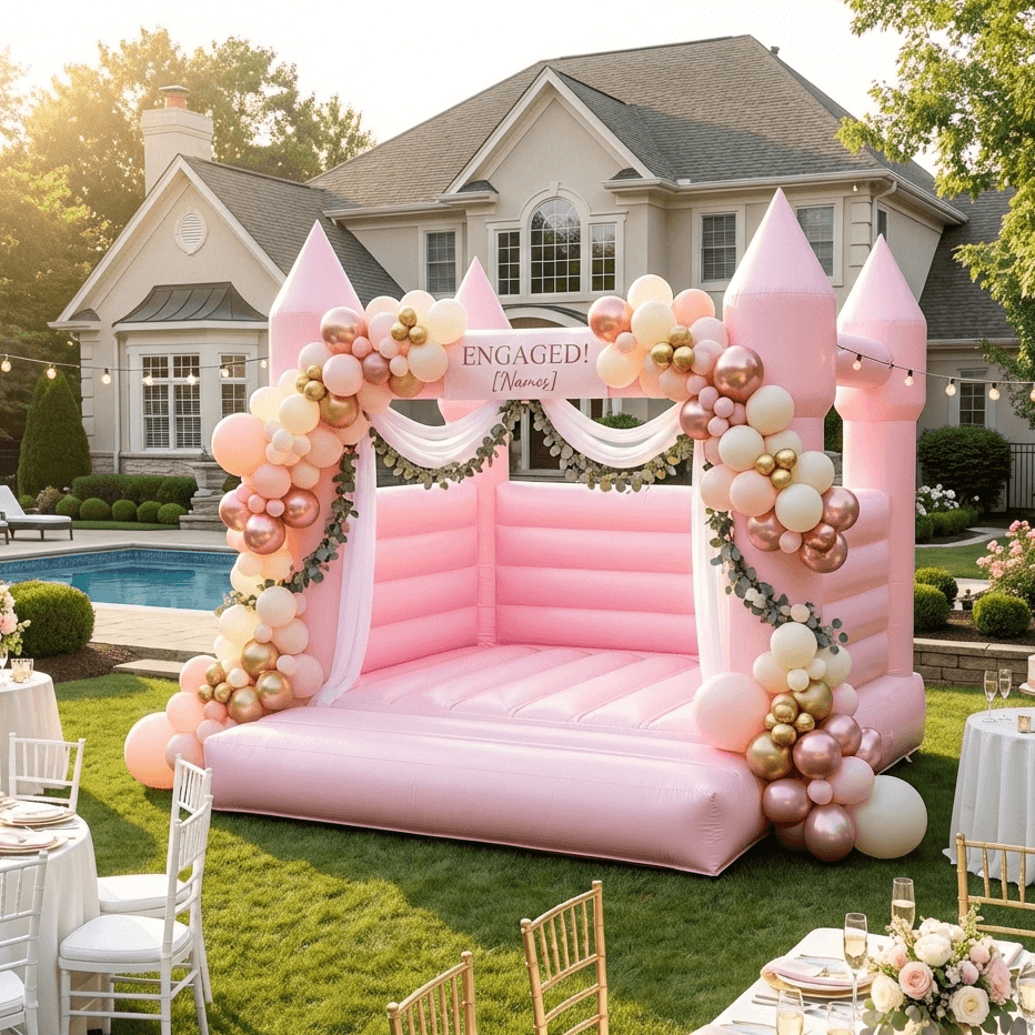 13.5ft Pink Commercial Grade Bounce House with Blower Bouncinlife