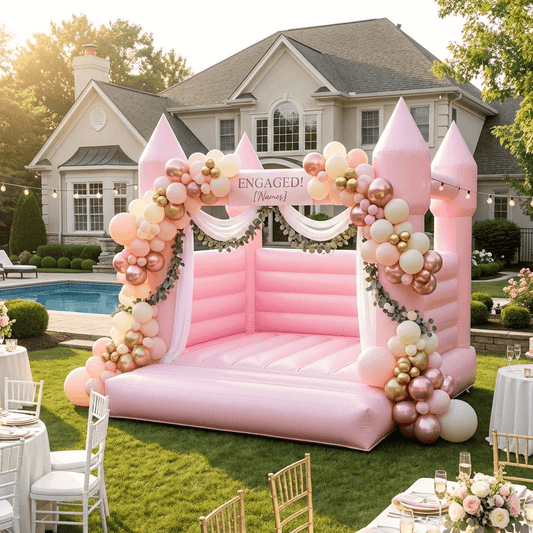 13.5ft Pink Commercial Grade Bounce House with Blower Bouncinlife