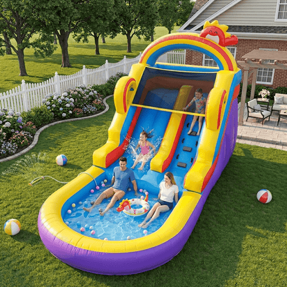 21ft Commercial Inflatable Water Slide Home Water Park with Blower - Purple Rainbow Bouncinlife