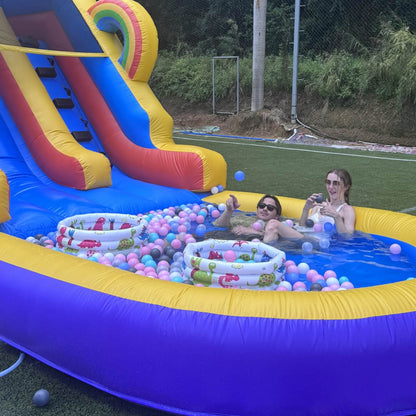21ft Commercial Rainbow Water Slide Inflatable with Blower Bouncinlife