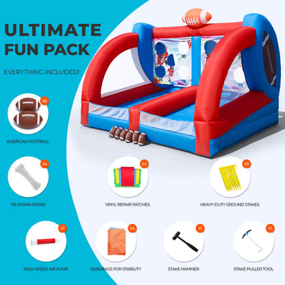 Bouncinlife 12.7FT Giant Inflatable Football Toss Game - Dual Lane Interactive Throwing Target with Blower & 6 Footballs for Backyard Carnival & Parties Bouncinlife