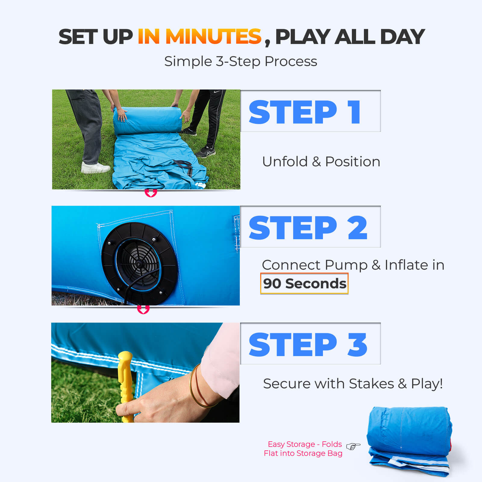Bouncinlife 10x10FT Giant Inflatable Basketball Hoop Game - 4-Hoop Interactive Sports Target with Blower & 4 Balls for Backyard Parties & Carnival Fun Bouncinlife