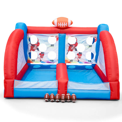Bouncinlife 12.7FT Giant Inflatable Football Toss Game - Dual Lane Interactive Throwing Target with Blower & 6 Footballs for Backyard Carnival & Parties Bouncinlife
