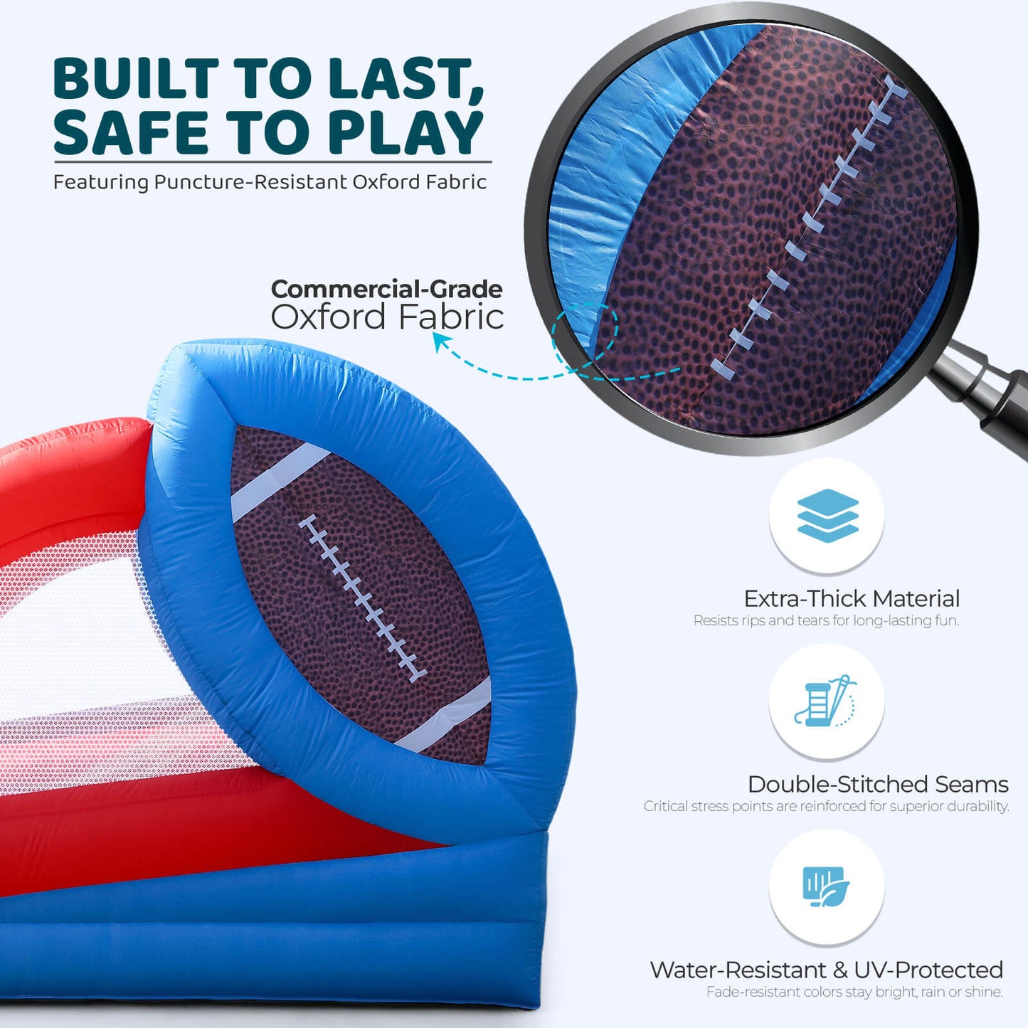 Bouncinlife 12.7FT Giant Inflatable Football Toss Game - Dual Lane Interactive Throwing Target with Blower & 6 Footballs for Backyard Carnival & Parties Bouncinlife