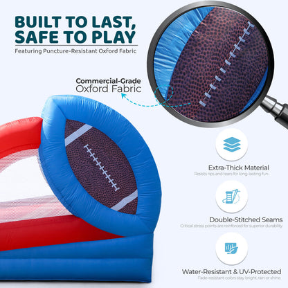 Bouncinlife 12.7FT Giant Inflatable Football Toss Game - Dual Lane Interactive Throwing Target with Blower & 6 Footballs for Backyard Carnival & Parties Bouncinlife