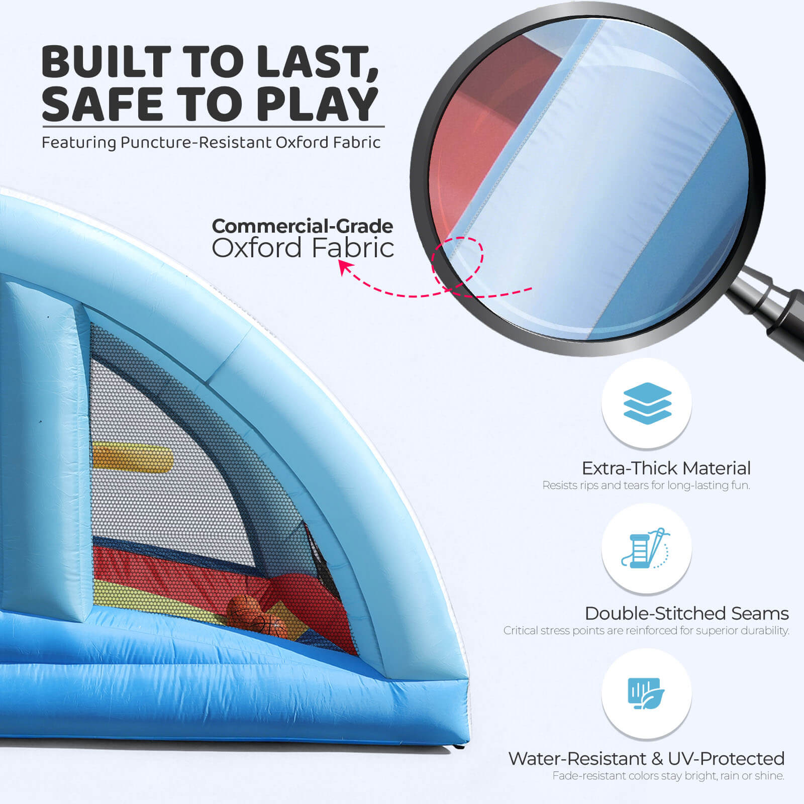 Bouncinlife 10x10FT Giant Inflatable Basketball Hoop Game - 4-Hoop Interactive Sports Target with Blower & 4 Balls for Backyard Parties & Carnival Fun Bouncinlife