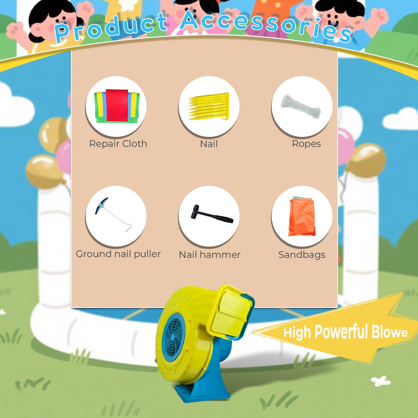 Black Bounce House 13.5FT PVC Commercial Grade Jumping Castle with Blower Bouncinlife