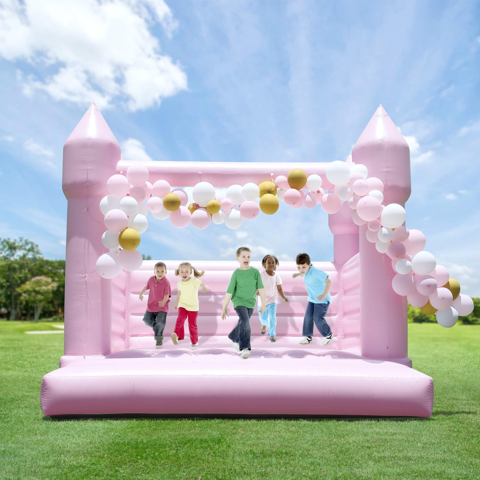 13.5ft Pink Commercial Grade Bounce House with Blower Bouncinlife