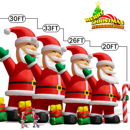 26 / 33ft Inflatable Santa Claus Giant Christmas Inflatable Decoration 2 Size Available