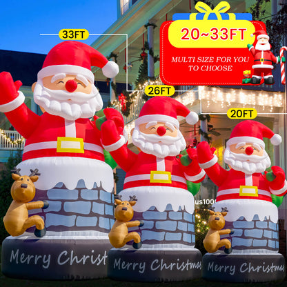 Lighted Christmas Inflatable Santa Claus Built-in LED Light 26/33ft Bouncinlife