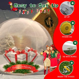 10FT Inflatable Snow Globe Christmas Decorations Giant Transparent Bubble Tent w/250w Blower, Inflatable Bubble Igloo for Outdoor Decor