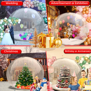 10FT Inflatable Snow Globe Christmas Decorations Giant Transparent Bubble Tent w/250w Blower, Inflatable Bubble Igloo for Outdoor Decor