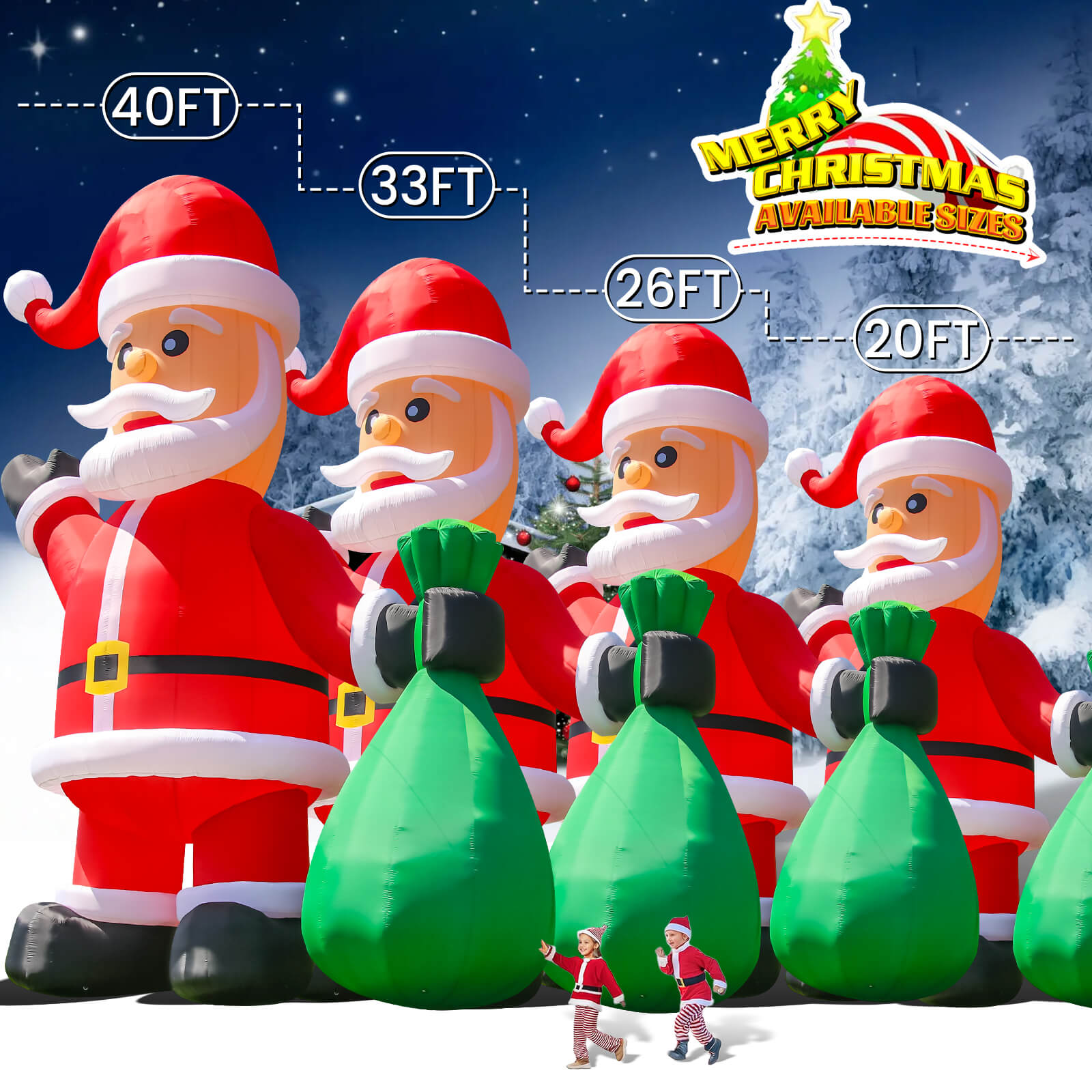 Giant Inflatable Santa 20ft, 26ft, 33ft & 40ft Sizes Bouncinlife