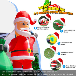 20/26/33 ft Giant Inflatable Santa Christmas Outdoor Decor with Green Gift Bag