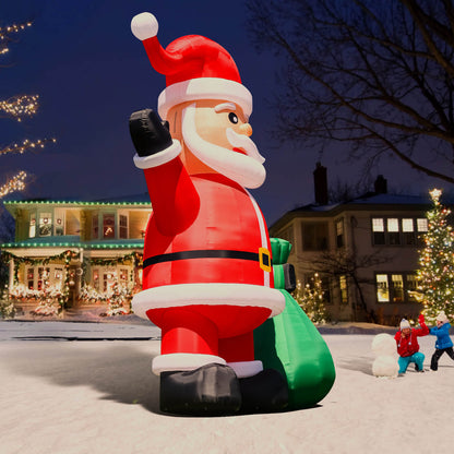 33ft Giant Inflatable Santa Christmas Outdoor Decor with Green Gift Bag