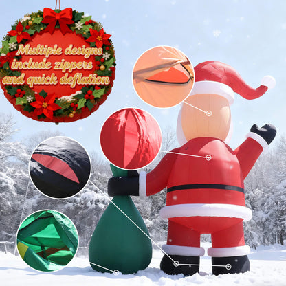 Giant Inflatable Santa Christmas Outdoor Decor with Green Gift Bag 20/26/33/40ft Bouncinlife