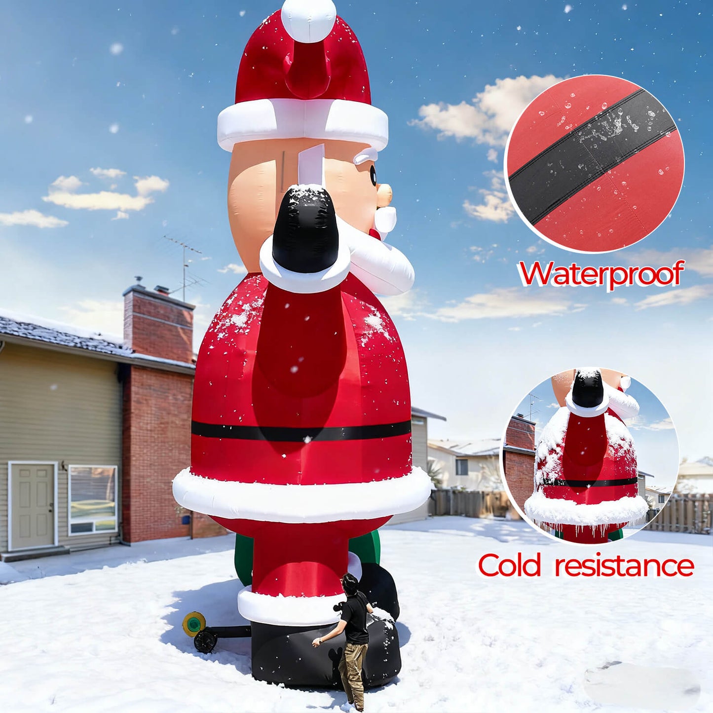 Lighted Christmas Inflatable Santa Built-in LED Light 26/33ft Bouncinlife