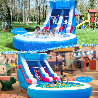 Bouncinlife 24ft Commercial Wave Water Slide Large Blow Up Water Slide Bouncy Water with Blower Party Water Slides Pvc Bounce House for Backyard