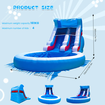 Bouncinlife 24ft Commercial Wave Water Slide Large Blow Up Water Slide Bouncy Water with Blower Party Water Slides Pvc Bounce House for Backyard