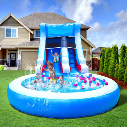 Bouncinlife 24ft Commercial Wave Water Slide Large Blow Up Water Slide Bouncy Water with Blower Party Water Slides Pvc Bounce House for Backyard