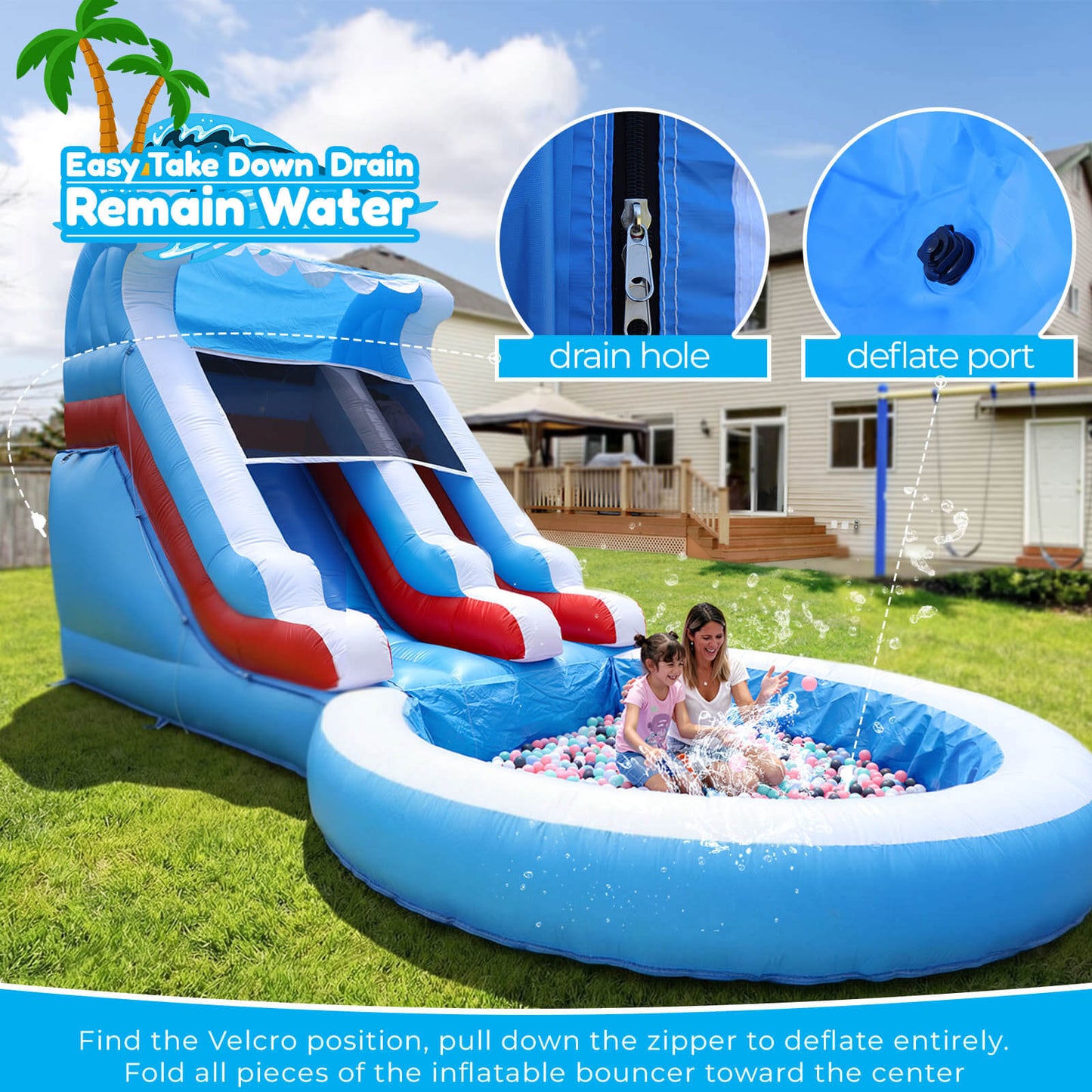 24ft Commercial PVC Wavy Inflatable Water Slide with Blower