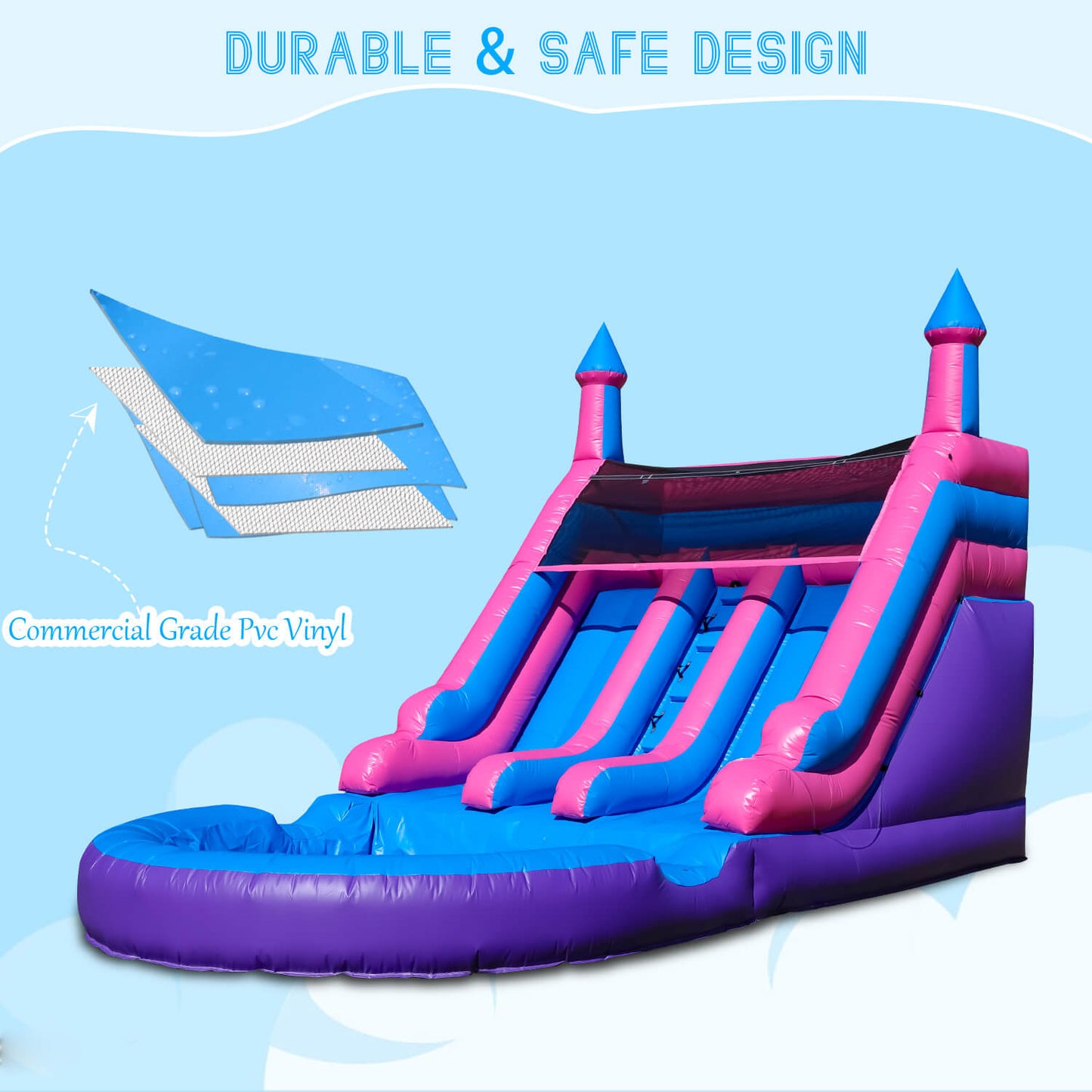 Bouncinlife 20ft Double Water Slide Inflatable Large Water Slide Inflatable Bounce House with Water Slide for Adults