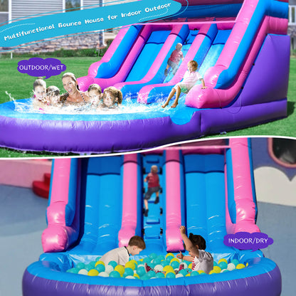 Bouncinlife 20ft Double Water Slide Inflatable Large Water Slide Inflatable Bounce House with Water Slide for Adults