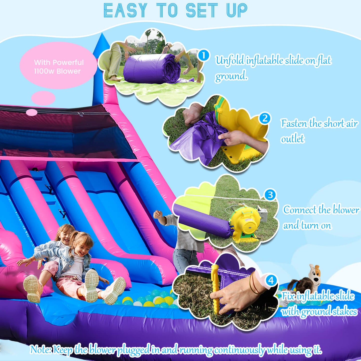 Bouncinlife 20ft Double Water Slide Inflatable Large Water Slide Inflatable Bounce House with Water Slide for Adults