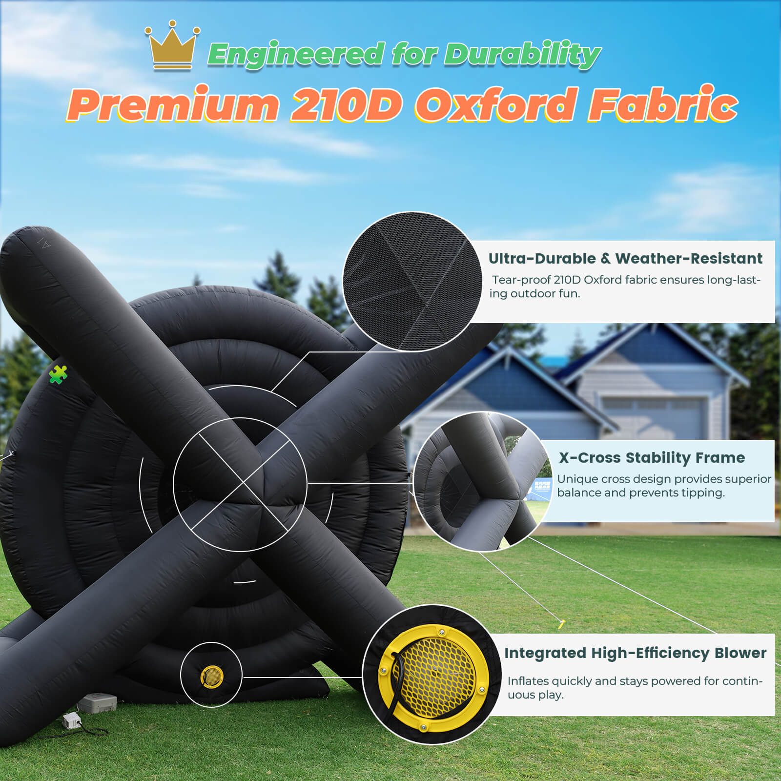 12FT Inflatable Soccer Dart Board Kick Dart Board 8Pcs Soccer Balls & Blower Target Games Bouncinlife