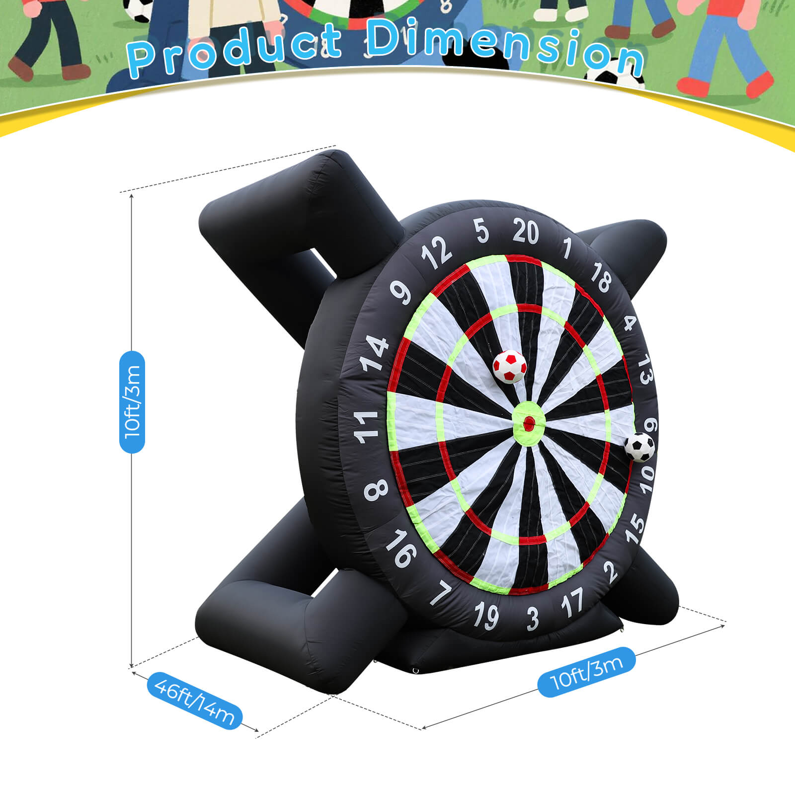 『ポール１０m』roudon 10FT Inflatable Soccer Dart Board Kick Dart 8Pcs Balls Built-in