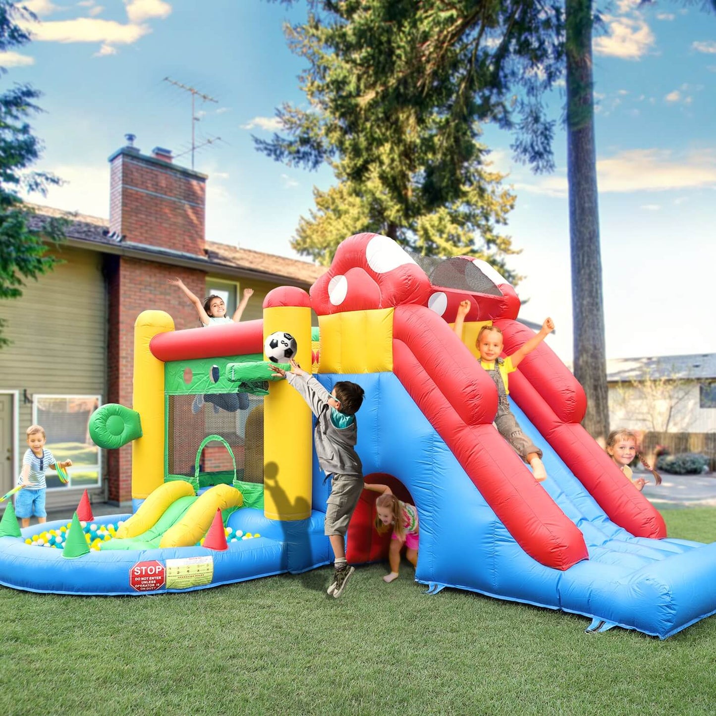 18ft Commercial-grade Inflatable Bounce House Obstacle Combo Jumping House with Blower