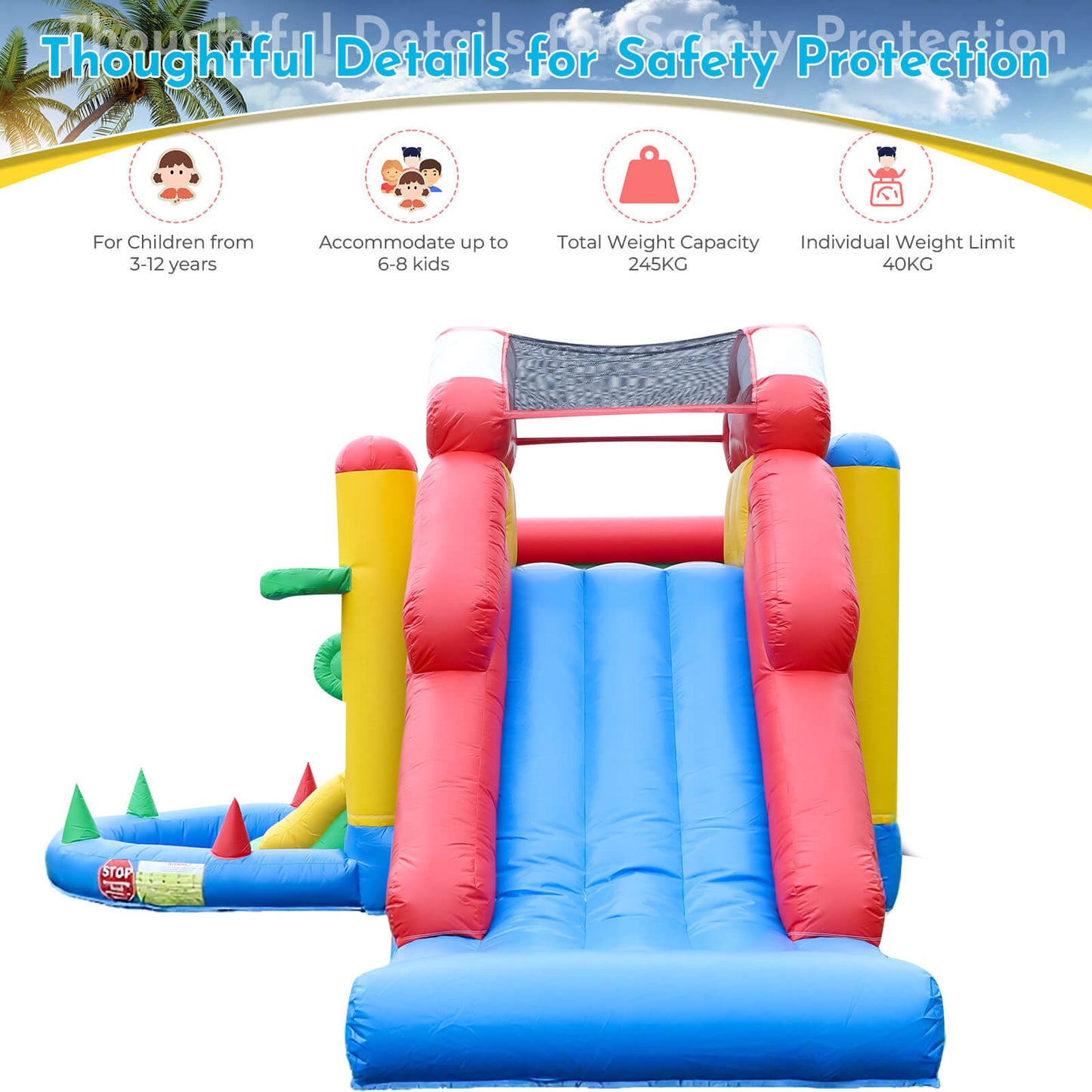 18ft Commercial-grade Inflatable Bounce House Obstacle Combo Jumping House with Blower