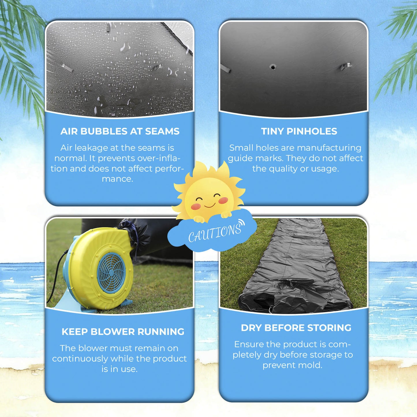 24FT Commercial Inflatable Water Slide Splash Pool with Blower - Black White