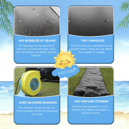 24FT Commercial Inflatable Water Slide Splash Pool with Blower - Black White