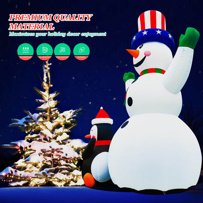 26 / 33 FT Christmas Inflatable Snowman with Penguins, Durable Snowman Inflatable Outdoor,Blow Up Snowman Inflatable for Yard Decoration