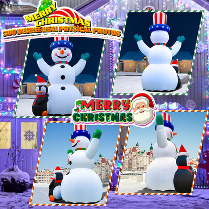 26 / 33 FT Christmas Inflatable Snowman with Penguins, Durable Snowman Inflatable Outdoor,Blow Up Snowman Inflatable for Yard Decoration