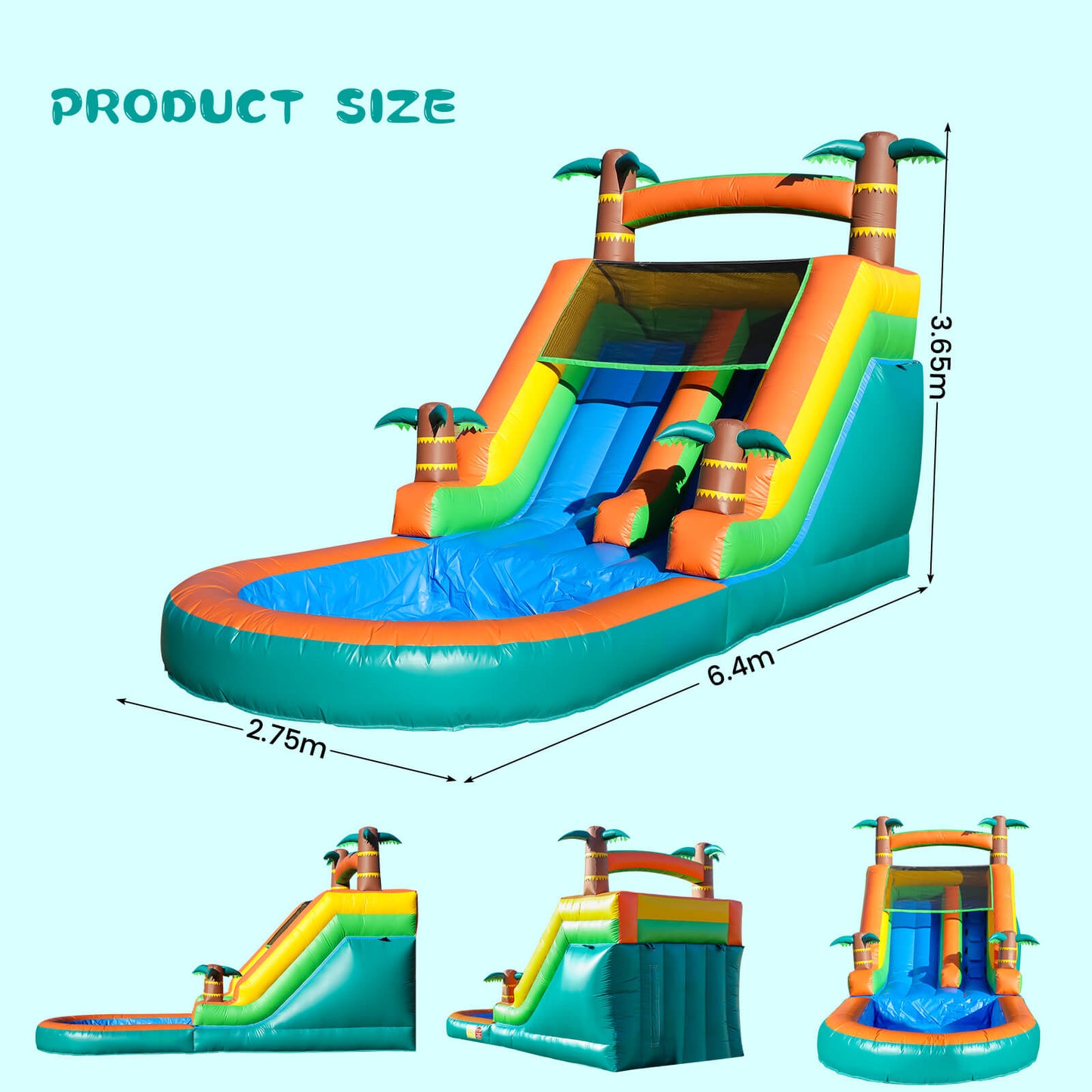 21ft Inflatable Water Slide with Pool Blow Up Slide Bouncy Slide with Blower for Kids Party