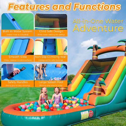 21ft Inflatable Water Slide with Pool Bouncy Slide with Blower for Kids Party Bouncinlife