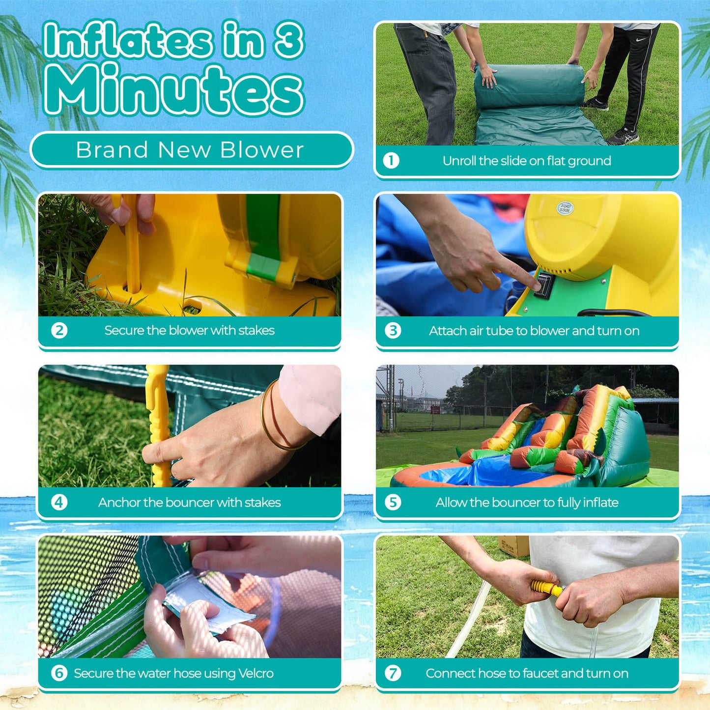 21ft Inflatable Water Slide with Pool Bouncy Slide with Blower for Kids Party Bouncinlife